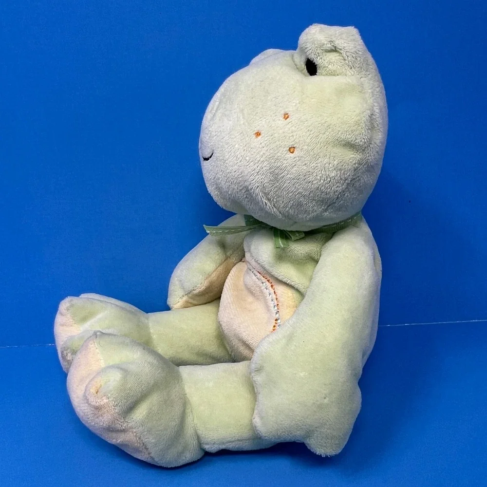 Carters Plush Frog 11 Inch Green Yellow Just One Year 2007 Embroidered 99338